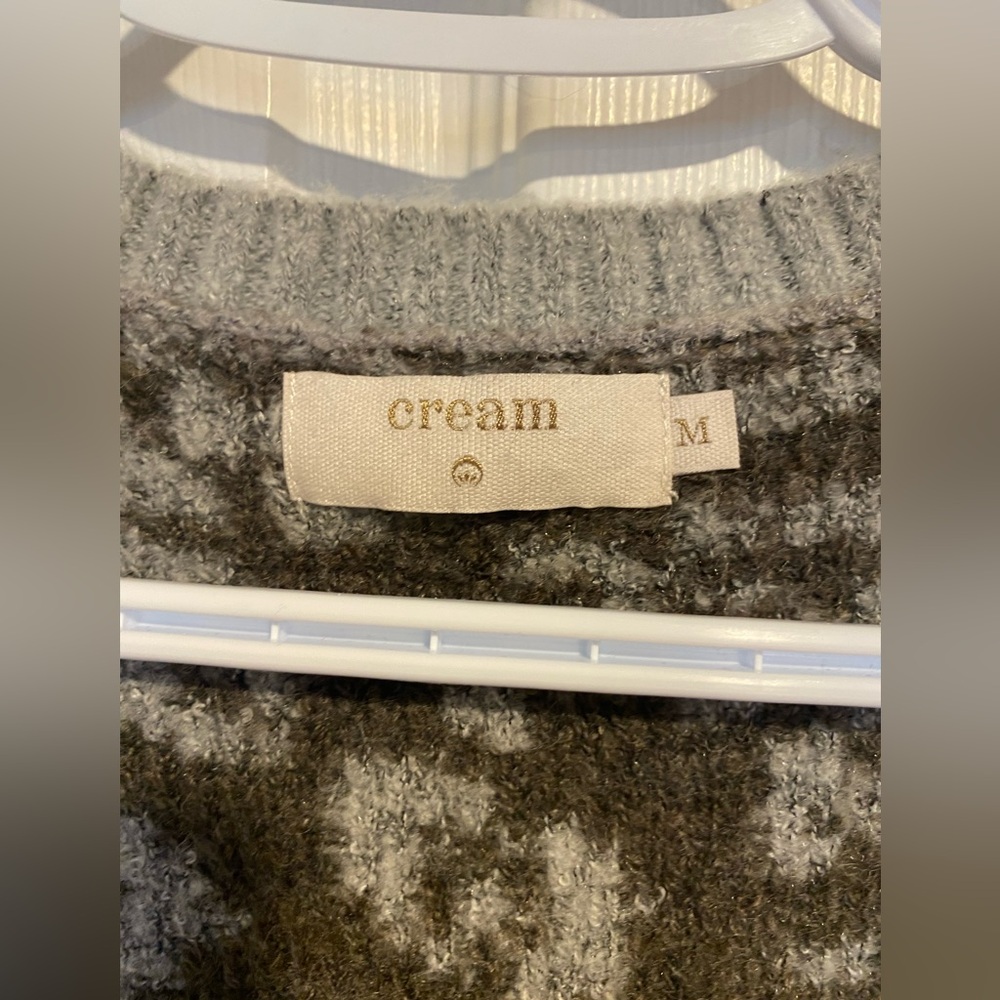 🌷Cream Gray Leopard Print Longline Open Front Cardigan Sweater Size M 3/$30 - Picture 5 of 5